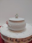 Vintage Round Trinket Vanity Box Hobnail Style And Roses Porcelain  see Descript