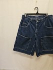 Vintage Lee Pipes Bmx Denim Shorts Size 36 90s Skating Biking Rare Dark Wash