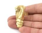 Face Ethnic Ring Adjustable Raw Brass  18mm 8us Inner Size  5231 42mm