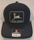 John Deere Black Patch On  Richardson 112 Trucker Hat Snapback Black white