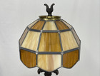 Antique Vtg 11  Lamp Shade Slag Stained Glass Art   Crafts Mission Tiffany Style
