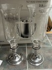 Pair Of International Sterling   Glass Hurricane Candle Holders  Sterling Silver