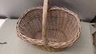 Vtg Large Market Basket Willow Wicker Handled Hearth Cottage Core Farm