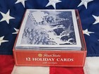 New Box Of  12 Cards   Env With 3-d   Glitter Christmas Santa Sleigh Reindeer