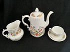Aynsley Bone China Cottage Garden Coffee Pot  Pitcher And Cup Saucer Set