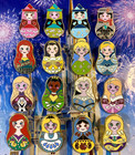      2014 Disney Princess Nesting Dolls Complete 16 Pin Set Tiana Ariel Belle Elsa