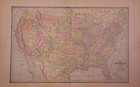 Antique 1888 Railroad   County Map Of The United States