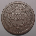 1850 Braided Hair Half Cent  Nice Surfaces  Great Detail  Cohen 1
