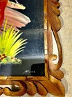 Vintage Mexican Folk Art Hand Carved Feather Bird Wood Frame Wall Art Mexico 