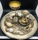 Mixed Lot Of Vintage Antique Silver Plated Silverware   Tray  more  3 19 Pounds