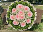 Flower Wreath   Anchor Pin -cemetery Grave Memorial Artificial-pink Roses-13 7in