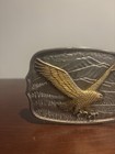 Vintage American Eagle Patriotic Brass Metal Belt Buckle Numbered   Clean     