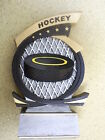 7  Tall  Hockey Trophy Award With Engraving  Puck And Net  Platinum Color Base