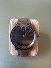 Movado Bold Men   s Watch Black Dial Rose Gold Accents Brown Leather Strap Swiss