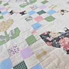 Handmade Social Butterflies Cotton Fabric Queen Size Patchwork Quilt Top topper
