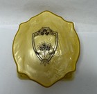 Vintage Amber Glass Vanity Powder Jar Decorative Bakelite Celluloid Lid Art Deco