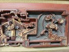Antique Chinese Asian Carved Wood Gilt Wall Panel Ornate Figures Relief Plaque 2
