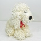 Russ Berrie Curly Dog Plush White Shaggy Red Ribbon Collar 15    Stuffed Animal