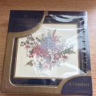 Vtg Pimpernel Coasters Set Of 6 Birds   Flowers Cork Back Made In England Boxed