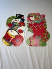 Vintage Eureka Christmas Die Cut Double Sided Decorations Lot Of 2 Santa Snowman
