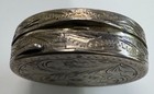 Italian Hand-engraved Sterling Silver Oval Trinket Pill Box With Floral   Leaf M