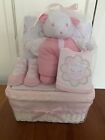Baby Shower Gift Set Girl Hamper Wicker Basket 100  Cotton Bodysuit Bib Toy
