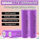 3 7v 3000mah Li-ion Rechargeable Battery Button Top Cell For Flashlight