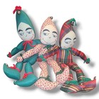 3 Vintage Handmade Christmas Elf Pixie Dolls 20  Cloth Plush Jingle Bell Hats