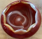 Vintage Kanawha Red Orange Slag Glass Scalloped Hobstar Candy Dish Rare Find 