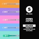 Sakura Gelly Roll 1 Count  pack Of 5   Silver With Assorted Colored Ink 