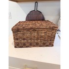 Large Woven Seagrass Storage Basket With Hinged Lid And Toggle Closure Brown