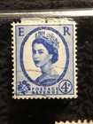 Rare-queen Elizabeth Er Postage Revenue 4d Stamp Rare White Variety