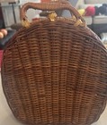 Vintage Green M m s Children s 16-piece Porcelain Tea Set   Wicker Basket    