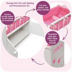 Wooden Baby Doll Crib With Bedding And Storage - Wooden Bed With Blanket  Pil   