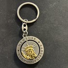 New York Statue Of Liberty Travel Souvenir Spinner Key Chain Gold Tone 1a