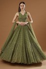 Olive Green Lehenga Choli  Sequin Zari Embroidery  Wedding Outfit  Party Wear