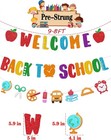 Pre-strung Welcome Back To School Banner Glitter Red Yellow Green Orange Blue 