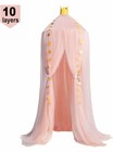 Pink Princess Crib Canopy Gold Stars Crown Tulle For Girls Nursery Toddler Bed