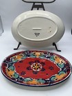 2 Talavera Mexican Pottery Oval Plate Platters Hand Painted Floral Red 11 5x8   
