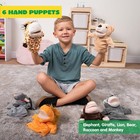 6 Pcs Kids Plush Animal Hand Puppets Set With Working Mouth Puppet Theater Toy