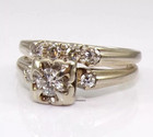 Vintage Style Lab Created Diamond Bridal Wedding Ring Set 14k Yellow Gold Finish