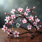 Blue Chinese Japanese Hair Stick Retro Wooden Hairpin Flower Hair Chopsticks    