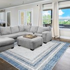 Bordered Large Area Rug For Living Room  Modern 8x10  Machine Washable  Non S   