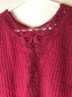 Vintage Marisa Evan Cotton Pullover Sweater Crocheted Neckline Magenta-m