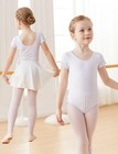 Short Sleeve White Dance Leotards For Girls Ballet Toddler Big Kids