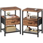 Set Of 2 Nightstands With Fabric Drawers   Mesh Shelf - Modern Bedroom Furniture