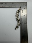 Silver Tone Curved Bar Brooch Pin Clear Round Crystal Rhinestones 3 In