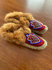 Native American Indian Beaded Moccasins Seal Fox Fur Vintage Hand Made Mint Cond