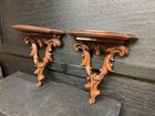 A Vintage Mid Century Modern Pair Of Strict Wood Hanging Wall Shelves Usa