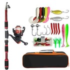 Telescopic Fishing Rod And Reel Set With Baits And Hooks For Travel